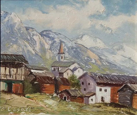Ludwig Wechlin, (Claudia Casati) Losone bei Ascona, Oel auf Holz, 19x16, 1946