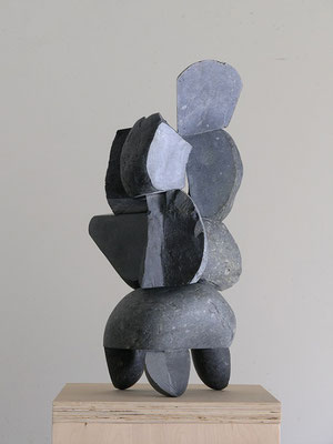 Katsuhisa Sakai, Memory of the City, 2006, Basalt and stainless steel, 25 x 13 x 12 inches, Courtesy: the artist.