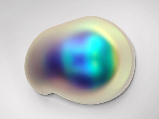 Gisela Colón, Oval Melt Glo Pod (Iridescent Blue), 2013, Blow-molded acrylic, 26 x 40 x 8 inches, Courtesy: the artist.