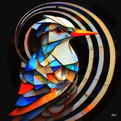 cubism style in vibrant colours - looking almost three dimensional