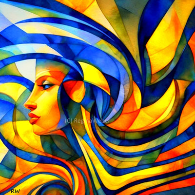 surreal, cubism style - When beautiful thoughts are running wild it must look like this.