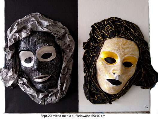 11 "Zweifalt" Masken ca 50x40x8 cm 2019