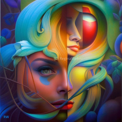 figurative expressionism - surreal -Who am I and of how many persons do I consist?