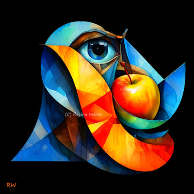 a surreal painting - a hint to the German word "Augapfel"
