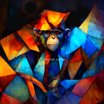 cubism style in vibrant colours