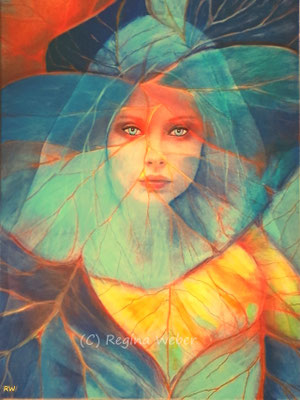 A perrfect woman happily lost in the beauty of nature