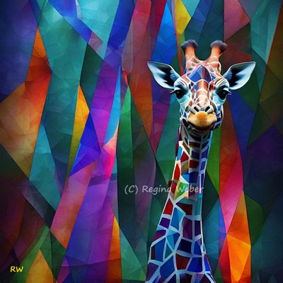 Her Highness, Queen of Africa - cubism style in vibrant colours
