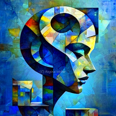 She's got the blues, but not the Blues. cubism painting