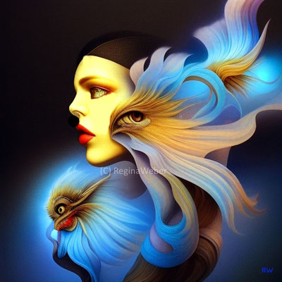 surrealism - beautiful companions of the night - no nightmare, so a wonderful piece of art for your bedroom