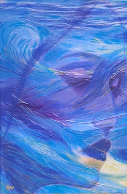 painted on a hot summerday, I dreamt myself floating in cool water. an energizing, though soft and beautiful painting