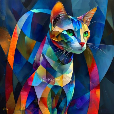 cubism style in vibrant colours