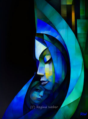 cubism - the strong connection between mother and child based on complete trust