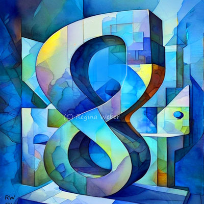 What an impressing number, painted in blue colors, looking three-dimensional 