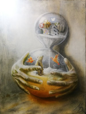 "Sacken lassen", Ölfarben auf Leinwand, 80 x 60 cm