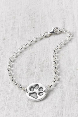 Silberarmband mit integriertem Pfötchenabdruckcharm, (Maße 1,5 cm- PF-1014 -230,00 €, auch in Vergoldung oder Rosèvergoldung möglich - 290,00 €