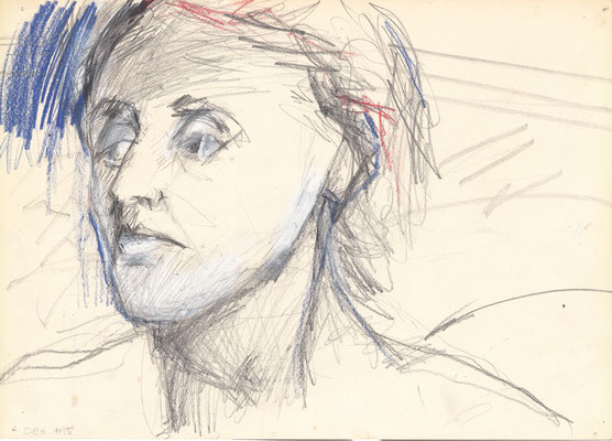 Selbstportrait, Buntstift/Bleistift/Deckweiß auf Papier, 24,5cm x 33cm,1985
