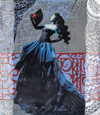 Gitanes II/Werbung, Collage/Acryl auf Zeitschrift, 24 cm x 30 cm, 2010