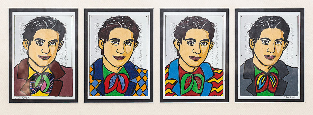 Picasso, Acryl auf Postkarte, je 10 cm x 15 cm, 2001