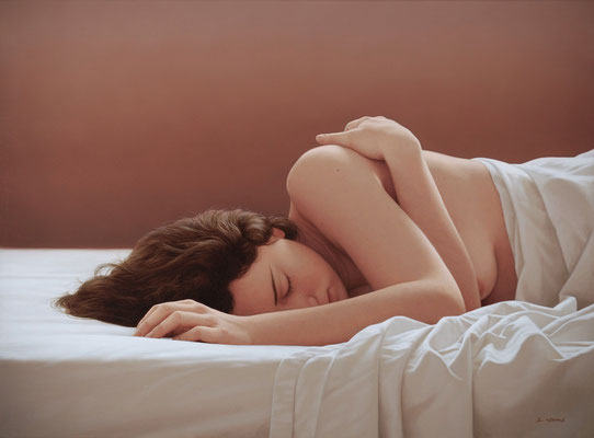 Dormida, 54 x 73 cm, óleo sobre lienzo