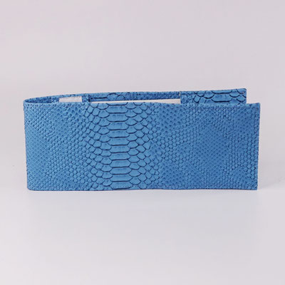 Porte-chéquier long format classique simili, dragon bleu ciel