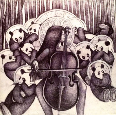 The Panda Goddess Plays Cello / $1,500 