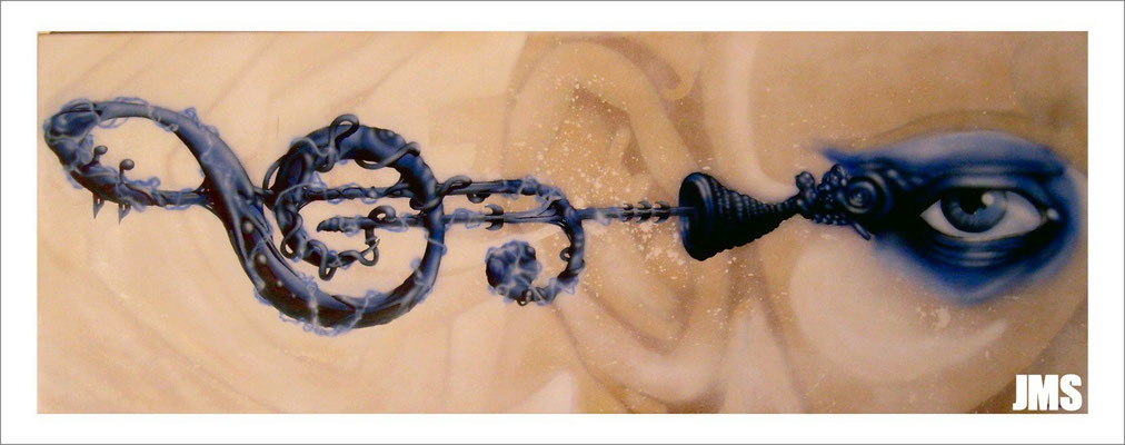 "Ohrwurm" - Jan-Malte Strijek - Acryl-Mischtechnik auf Leinwand - 55 x 150 cm - 2005