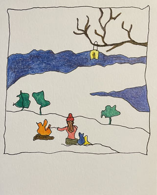 Serie PolaStories, Tusche/Farbstifte auf Papier, 12.5 x 10 cm_© by Evelyne Ziegler