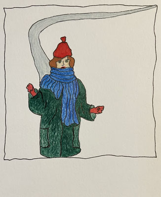 Serie PolaStories, Tusche/Farbstifte auf Papier, 12.5 x 10 cm_© by Evelyne Ziegler