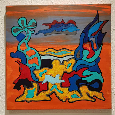 ANGEL ON DUTY - Acrylic on canvas 40x40cm