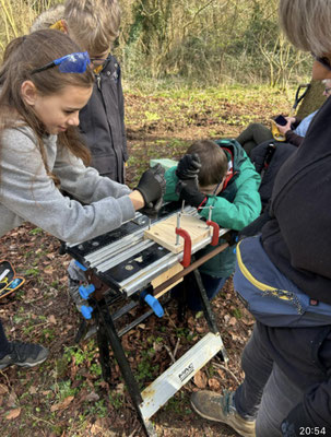 Making birdboxes - drilling the wood