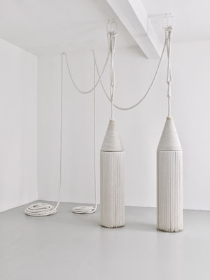 Britta Lenk, o.T. (I 01-2020/Cordon Sanitaire), Cotton tassels, cotton cords, each 170cm