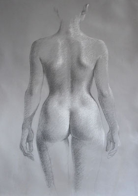 o.T. 2010, Zeichnung, Bleistift und Kreide, 96/70 cm