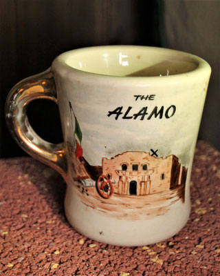 Handpainted mug given by John Wayne to a crewmember of his production "The Alamo".