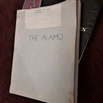 One of the original first draft of the "Alamo" screenplay, differing from the filmed version, signed by John Wayne and written by James Edward Grant. 