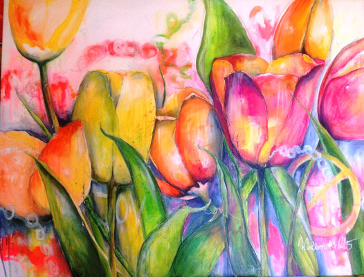 happy tulips, 130x100
