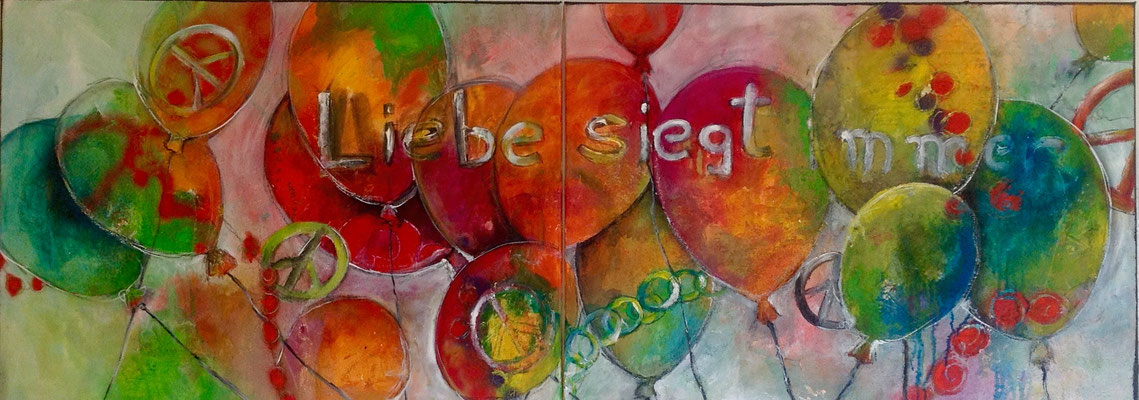 Liebe siegt immer, 180x65, Diptychon