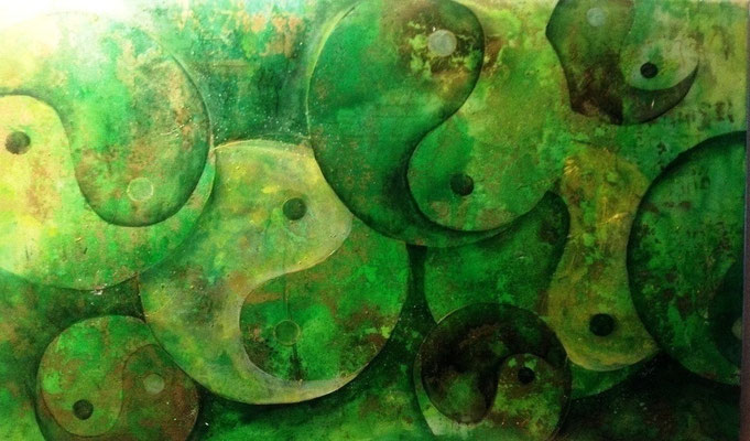 Yin Yang, grün, 124x74