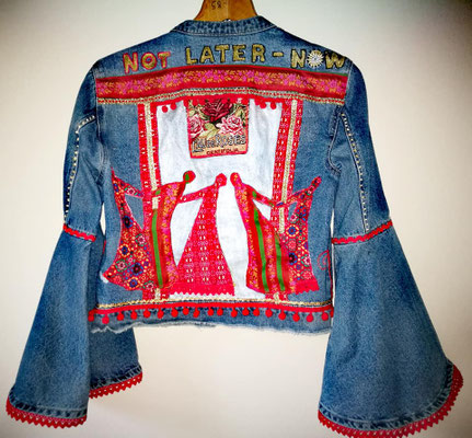 Jeansjacke mit Trompetenärmeln, "not later - now", Modell 29
