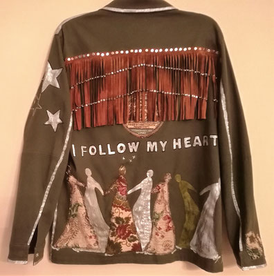 Fransen-Baumwolljacke, "I follow my heart"