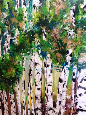 Birkenwald auf Silber, 151x119