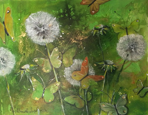 Pusteblumen & Schmetterlinge 80x70