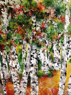 Birkenwald auf Gold, 151x119