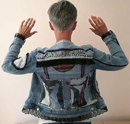 Jeansjacke, "la vie est belle", M08