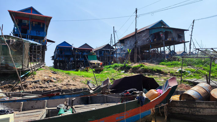 am Tonel-Sap-Fluss im Dorf Kampong Phluk