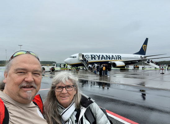 Start bei schlechtem Wetter in Lübeck mit Ryanair..