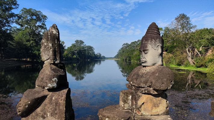 eine Fahrradtour nach Angkor Thom, am Südtor