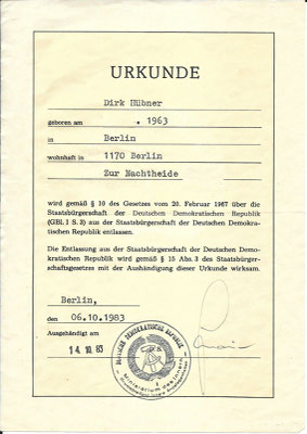 Ausbürgerungsurkunde