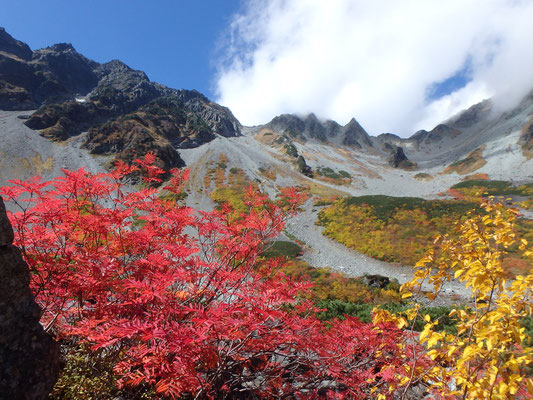 紅葉状況 ２０１８ 北アルプス穂高氷河圏谷 涸沢