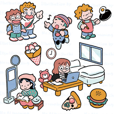 京都精華大学「2026年度大学案内」　　中面イラスト