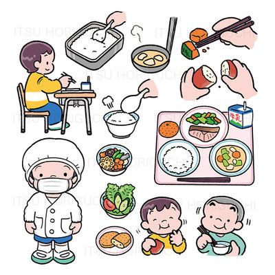 岩崎書店「ザ・給食」　　装丁画・中面イラスト作画
